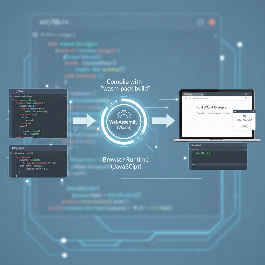 IMG: código rust ao lado de webassembly